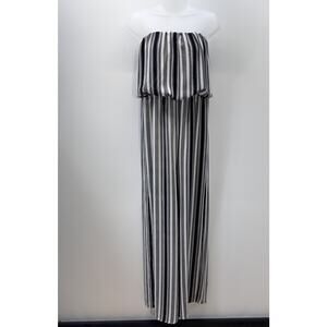 PROMESA Black And White Striped Sleeveless Wide Leg Jumpsuit Women’s Size Small
